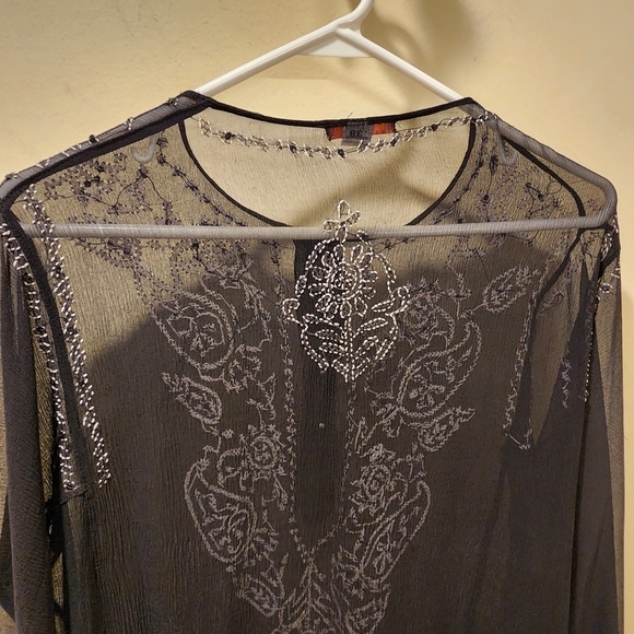 Glam Black 100% Silk Light Weight tunic blouse size 38 - Picture 9 of 15